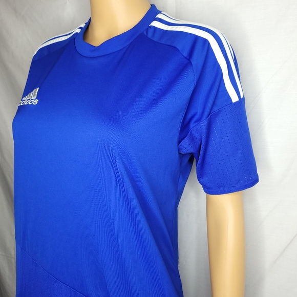 ADIDAS BLUE/WHITE STRIPE WOMEN'S SOCCER JERSEY TEE EUC SMALL - Picture 6 of 10